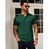 imageCOOFANDY Mens Knit Polo Shirts Short Sleeve Textured Golf Shirt Fashion Casual Collared Pullover TShirtsGreen