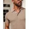 imageCOOFANDY Mens Knit Polo Shirts Short Sleeve Textured Golf Shirt Fashion Casual Collared Pullover TShirtsKhaki