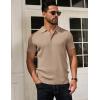 imageCOOFANDY Mens Knit Polo Shirts Short Sleeve Textured Golf Shirt Fashion Casual Collared Pullover TShirtsKhaki