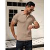 imageCOOFANDY Mens Knit Polo Shirts Short Sleeve Textured Golf Shirt Fashion Casual Collared Pullover TShirtsKhaki