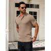 imageCOOFANDY Mens Knit Polo Shirts Short Sleeve Textured Golf Shirt Fashion Casual Collared Pullover TShirtsKhaki