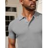 imageCOOFANDY Mens Knit Polo Shirts Short Sleeve Textured Golf Shirt Fashion Casual Collared Pullover TShirtsLight Grey