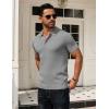 imageCOOFANDY Mens Knit Polo Shirts Short Sleeve Textured Golf Shirt Fashion Casual Collared Pullover TShirtsLight Grey