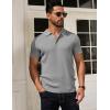 imageCOOFANDY Mens Knit Polo Shirts Short Sleeve Textured Golf Shirt Fashion Casual Collared Pullover TShirtsLight Grey