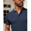 imageCOOFANDY Mens Knit Polo Shirts Short Sleeve Textured Golf Shirt Fashion Casual Collared Pullover TShirtsNavy Blue