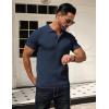 imageCOOFANDY Mens Knit Polo Shirts Short Sleeve Textured Golf Shirt Fashion Casual Collared Pullover TShirtsNavy Blue