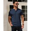 imageCOOFANDY Mens Knit Polo Shirts Short Sleeve Textured Golf Shirt Fashion Casual Collared Pullover TShirtsNavy Blue