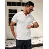 imageCOOFANDY Mens Knit Polo Shirts Short Sleeve Textured Golf Shirt Fashion Casual Collared Pullover TShirtsWhite