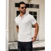 imageCOOFANDY Mens Knit Polo Shirts Short Sleeve Textured Golf Shirt Fashion Casual Collared Pullover TShirtsWhite