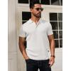 imageCOOFANDY Mens Knit Polo Shirts Short Sleeve Textured Golf Shirt Fashion Casual Collared Pullover TShirtsWhite