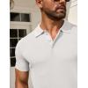 imageCOOFANDY Mens Knit Polo Shirts Short Sleeve Textured Golf Shirt Fashion Casual Collared Pullover TShirtsWhite