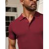 imageCOOFANDY Mens Knit Polo Shirts Short Sleeve Textured Golf Shirt Fashion Casual Collared Pullover TShirtsWine Red