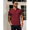 imageCOOFANDY Mens Knit Polo Shirts Short Sleeve Textured Golf Shirt Fashion Casual Collared Pullover TShirtsWine Red