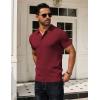 imageCOOFANDY Mens Knit Polo Shirts Short Sleeve Textured Golf Shirt Fashion Casual Collared Pullover TShirtsWine Red