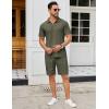 imageCOOFANDY Mens Track Suits 2 Piece Set Quarter Zip Polo Shirt and Shorts Set Summer Casual OutfitsArmy Green