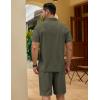 imageCOOFANDY Mens Track Suits 2 Piece Set Quarter Zip Polo Shirt and Shorts Set Summer Casual OutfitsArmy Green