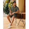 imageCOOFANDY Mens Track Suits 2 Piece Set Quarter Zip Polo Shirt and Shorts Set Summer Casual OutfitsArmy Green