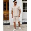 imageCOOFANDY Mens Track Suits 2 Piece Set Quarter Zip Polo Shirt and Shorts Set Summer Casual OutfitsBeige