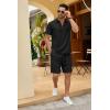 imageCOOFANDY Mens Track Suits 2 Piece Set Quarter Zip Polo Shirt and Shorts Set Summer Casual OutfitsBlack