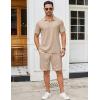 imageCOOFANDY Mens Track Suits 2 Piece Set Quarter Zip Polo Shirt and Shorts Set Summer Casual OutfitsKhaki