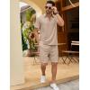 imageCOOFANDY Mens Track Suits 2 Piece Set Quarter Zip Polo Shirt and Shorts Set Summer Casual OutfitsKhaki