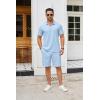 imageCOOFANDY Mens Track Suits 2 Piece Set Quarter Zip Polo Shirt and Shorts Set Summer Casual OutfitsLight Blue