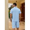 imageCOOFANDY Mens Track Suits 2 Piece Set Quarter Zip Polo Shirt and Shorts Set Summer Casual OutfitsLight Blue