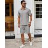 imageCOOFANDY Mens Track Suits 2 Piece Set Quarter Zip Polo Shirt and Shorts Set Summer Casual OutfitsLight Grey