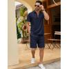 imageCOOFANDY Mens Track Suits 2 Piece Set Quarter Zip Polo Shirt and Shorts Set Summer Casual OutfitsNavy Blue