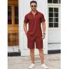 imageCOOFANDY Mens Track Suits 2 Piece Set Quarter Zip Polo Shirt and Shorts Set Summer Casual OutfitsWine Red