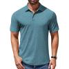 imageCOOFANDY Mens Casual Polo Shirts Short Sleeve Classic Basic Tee Button Collar Shirt Summer Golf TShirtPeacock Blue