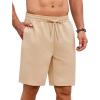 imageCOOFANDY Mens Casual Shorts Summer Beach Elastic Waist Drawstring Shorts Lightweight Quicky Dry Vacation ShortsLight Khaki