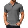 imageCOOFANDY Mens Knit Polo Shirts Short Sleeve Textured Golf Shirt Fashion Casual Collared Pullover TShirtsDark Grey