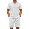 imageCOOFANDY Mens Track Suits 2 Piece Set Quarter Zip Polo Shirt and Shorts Set Summer Casual OutfitsWhite
