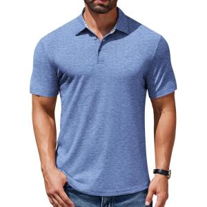 imageCOOFANDY Mens Casual Polo Shirts Short Sleeve Classic Basic Tee Button Collar Shirt Summer Golf TShirtBlue
