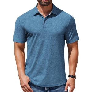 imageCOOFANDY Mens Casual Polo Shirts Short Sleeve Classic Basic Tee Button Collar Shirt Summer Golf TShirtDark Blue