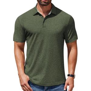 imageCOOFANDY Mens Casual Polo Shirts Short Sleeve Classic Basic Tee Button Collar Shirt Summer Golf TShirtDark Green