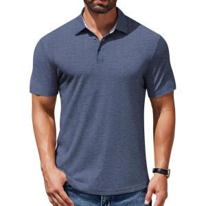 imageCOOFANDY Mens Casual Polo Shirts Short Sleeve Classic Basic Tee Button Collar Shirt Summer Golf TShirtNavy Blue
