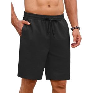 imageCOOFANDY Mens Casual Shorts Summer Beach Elastic Waist Drawstring Shorts Lightweight Quicky Dry Vacation ShortsBlack