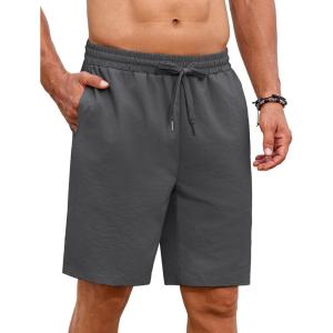imageCOOFANDY Mens Casual Shorts Summer Beach Elastic Waist Drawstring Shorts Lightweight Quicky Dry Vacation ShortsDark Grey