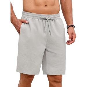 imageCOOFANDY Mens Casual Shorts Summer Beach Elastic Waist Drawstring Shorts Lightweight Quicky Dry Vacation ShortsGrey