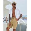 imageCOOFANDY Mens Casual Shorts 9 inch Inseam Elastic Waist Drawstring Short Lightweight Stretch Summer Beach ShortsKhaki