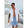 imageCOOFANDY Mens Casual Shorts 9 inch Inseam Elastic Waist Drawstring Short Lightweight Stretch Summer Beach ShortsLight Blue