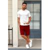 imageCOOFANDY Mens Casual Shorts 9 inch Inseam Stretch Beach Shorts Elastic Waist Drawstring Summer ShortsBurgundy