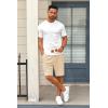 imageCOOFANDY Mens Casual Shorts 9 inch Inseam Stretch Beach Shorts Elastic Waist Drawstring Summer ShortsLight Khaki