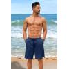 imageCOOFANDY Mens Casual Shorts 9 inch Inseam Stretch Beach Shorts Elastic Waist Drawstring Summer ShortsNavy Blue