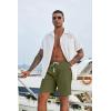 imageCOOFANDY Mens Casual Shorts Drawstring Summer Beach Shorts Lightweight Elastic Waist Vacation Short with PocketsArmy Green