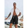 imageCOOFANDY Mens Casual Shorts Drawstring Summer Beach Shorts Lightweight Elastic Waist Vacation Short with PocketsBlack