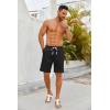 imageCOOFANDY Mens Casual Shorts Drawstring Summer Beach Shorts Lightweight Elastic Waist Vacation Short with PocketsBlack