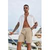 imageCOOFANDY Mens Casual Shorts Drawstring Summer Beach Shorts Lightweight Elastic Waist Vacation Short with PocketsKhaki